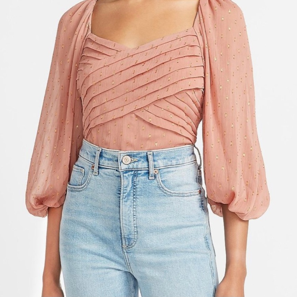 Express pink/salmon colored balloon sleeve blouse - WORN ONCE